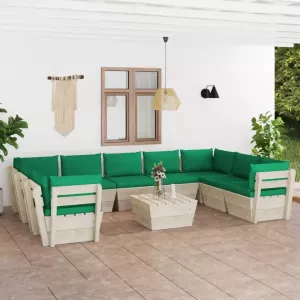 VIDAXL 10-delige Loungeset met kussens pallet vurenhout