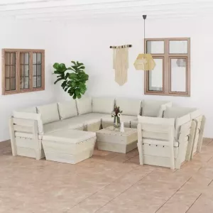 VIDAXL 10-delige Loungeset met kussens pallet vurenhout