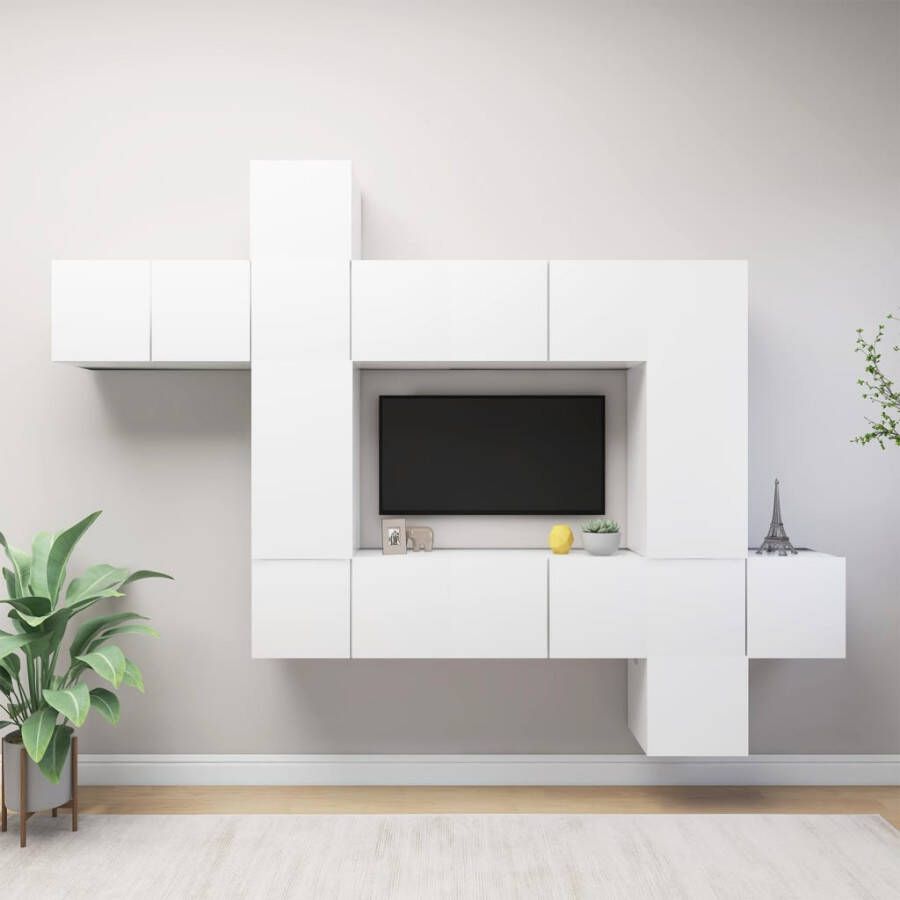 VidaXL 10-delige Tv-meubelset bewerkt hout wit - Foto 2
