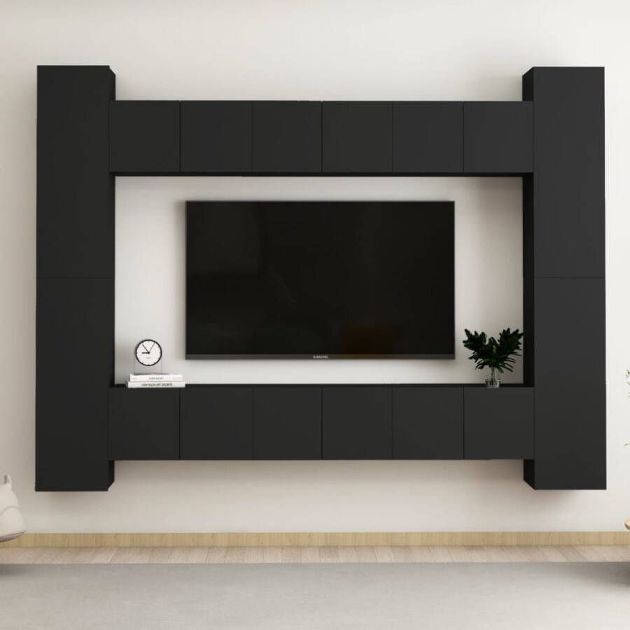 VidaXL 10-delige Tv-meubelset bewerkt hout zwart - Foto 4