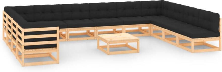 VIDAXL 13-delige Loungeset met antracietkleurige kussens grenenhout - Foto 3