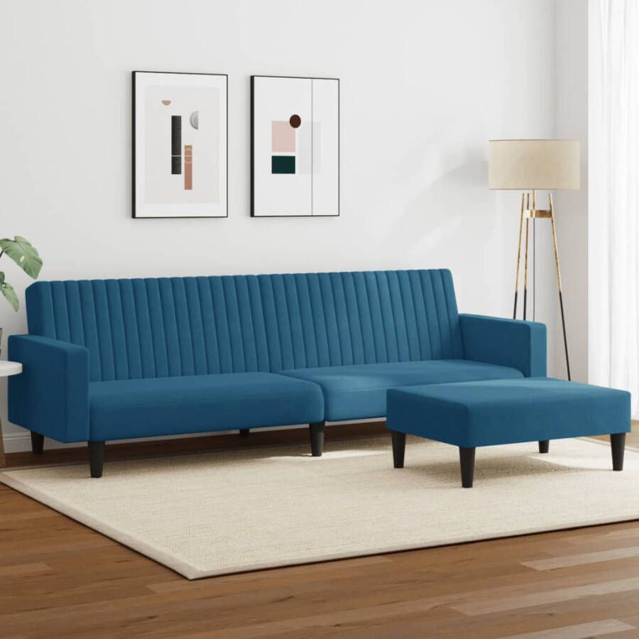 VidaXL -2-delige-Loungeset-fluweel-blauw - Foto 2