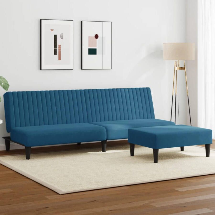 VidaXL -2-delige-Loungeset-fluweel-blauw - Foto 2