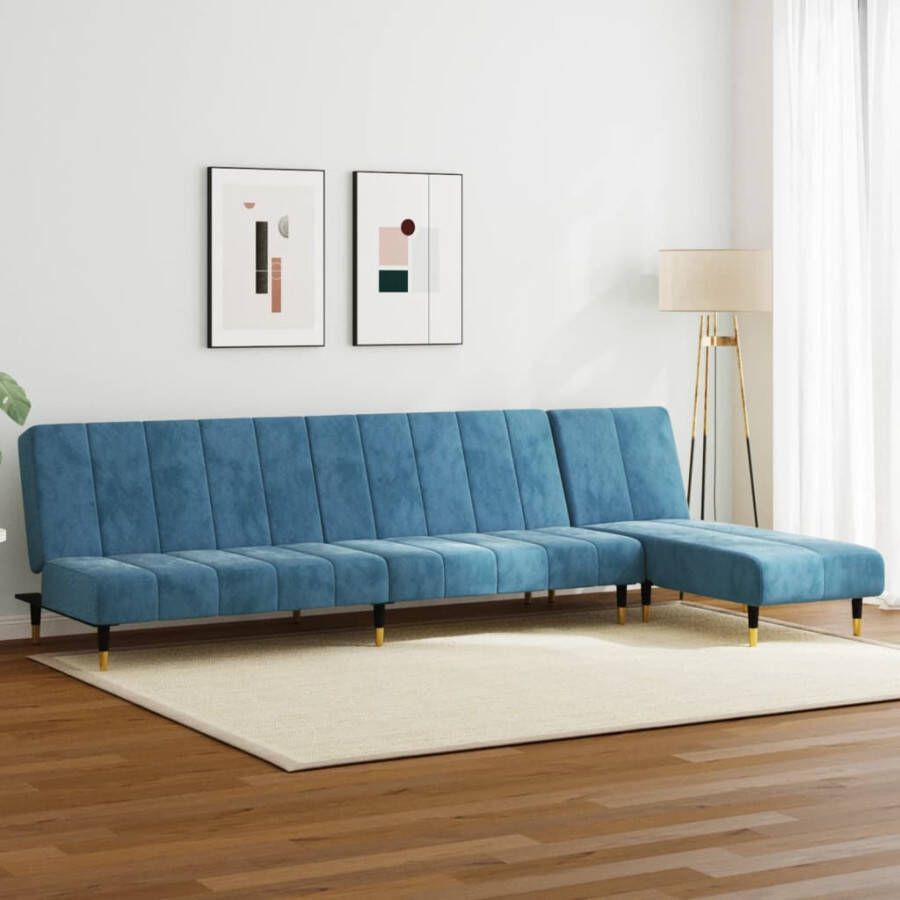 VidaXL -2-delige-Loungeset-fluweel-blauw