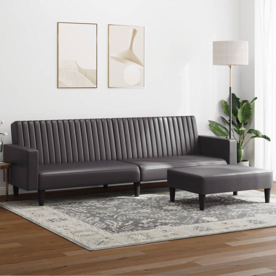 VidaXL -2-delige-Loungeset-kunstleer-grijs - Foto 2