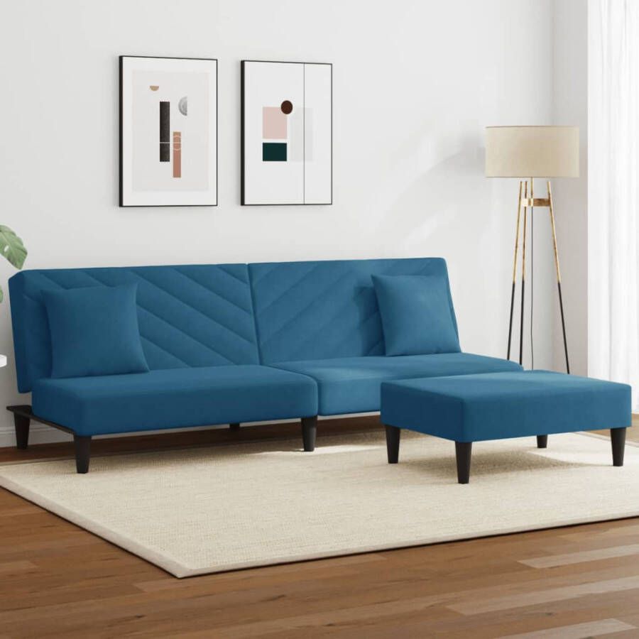 VidaXL -2-delige-Loungeset-met-kussens-fluweel-blauw - Foto 2
