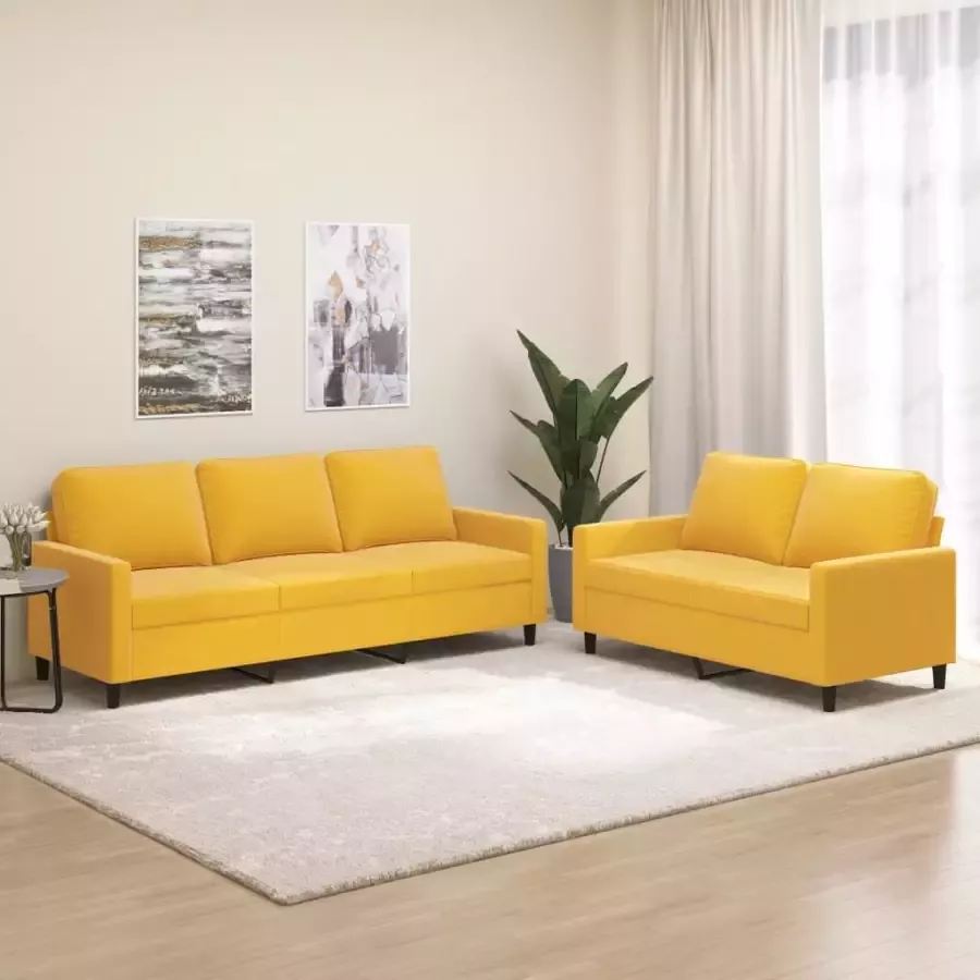 VIDAXL 2-delige Loungeset met kussens fluweel geel - Foto 2