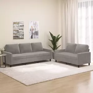 VIDAXL 2-delige Loungeset met kussens fluweel lichtgrijs