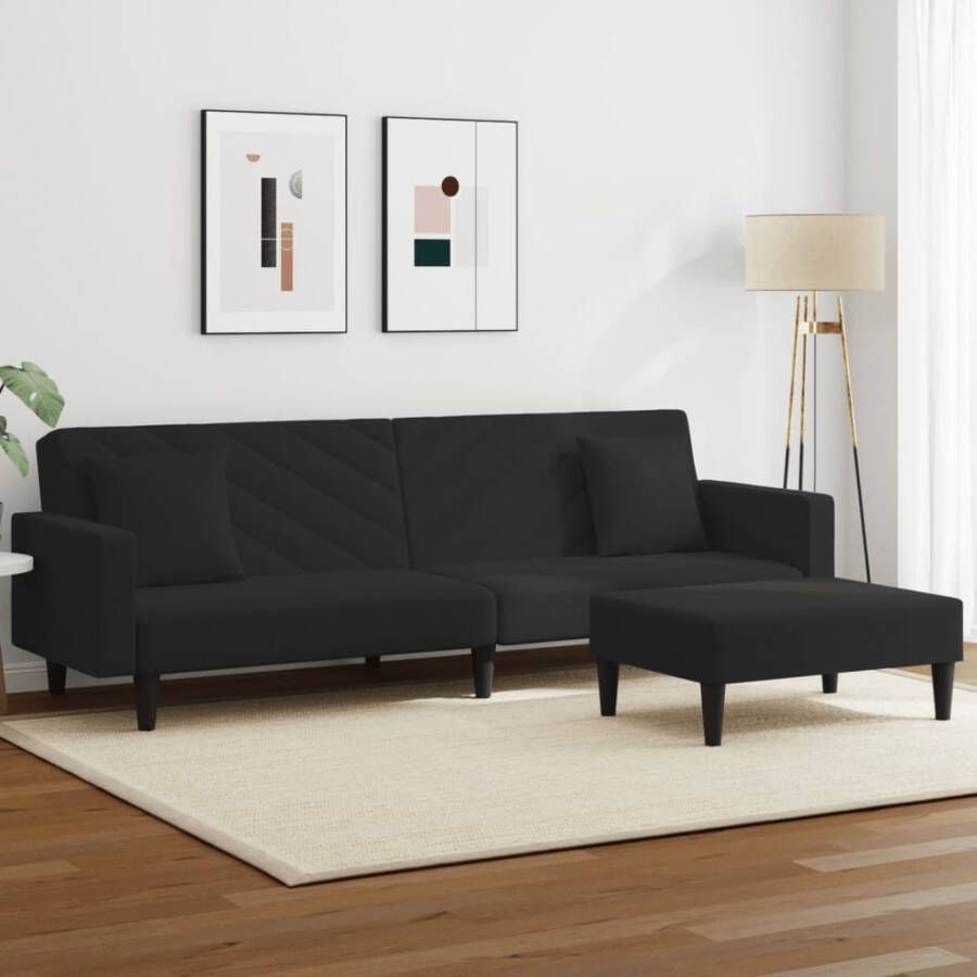 VidaXL -2-delige-Loungeset-met-kussens-fluweel-zwart - Foto 3
