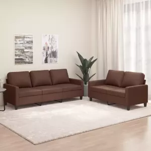 VIDAXL 2-delige Loungeset met kussens kunstleer bruin