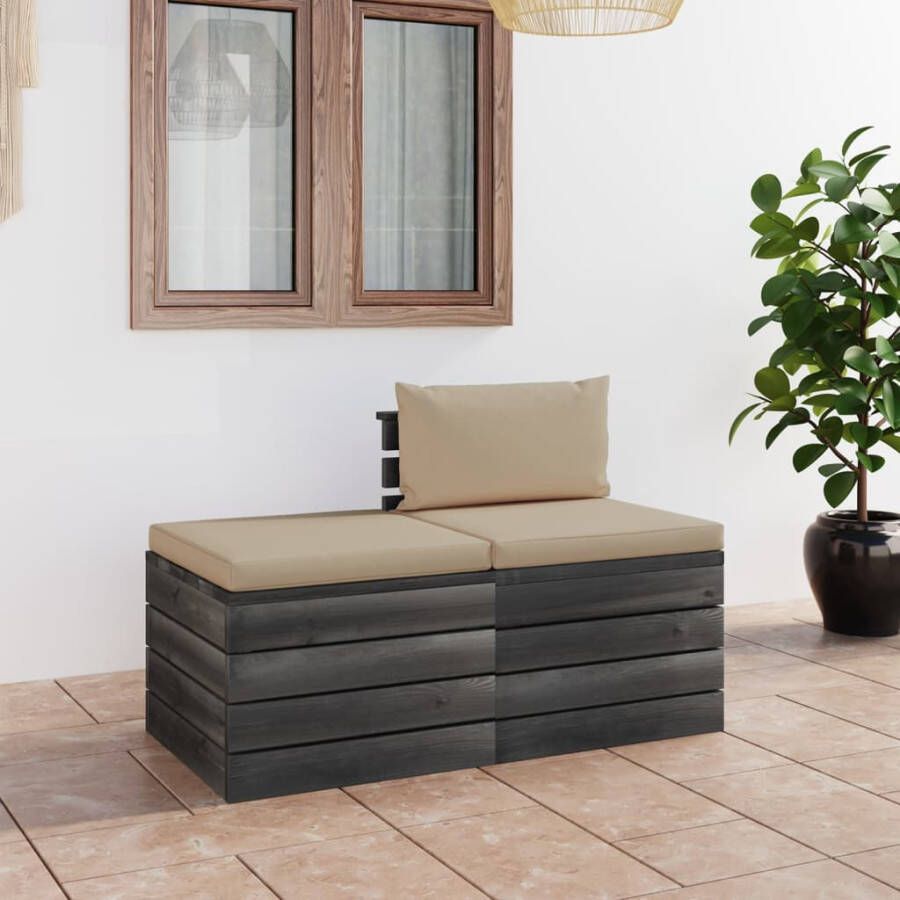 VidaXL 2-delige Loungeset met kussens pallet massief grenenhout - Foto 4