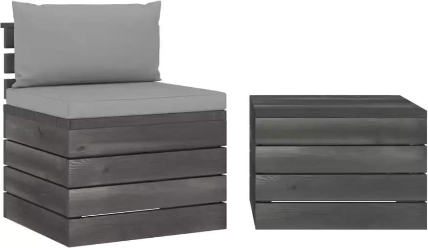 VidaXL 2-delige Loungeset met kussens pallet massief grenenhout - Foto 4