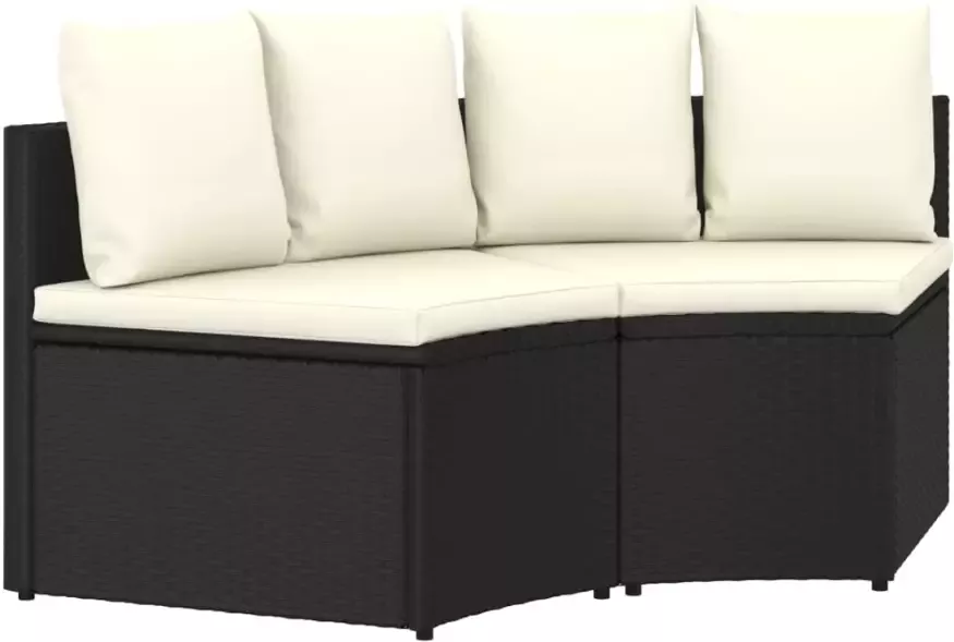 VIDAXL 2-delige Loungeset met kussens poly rattan zwart - Foto 4