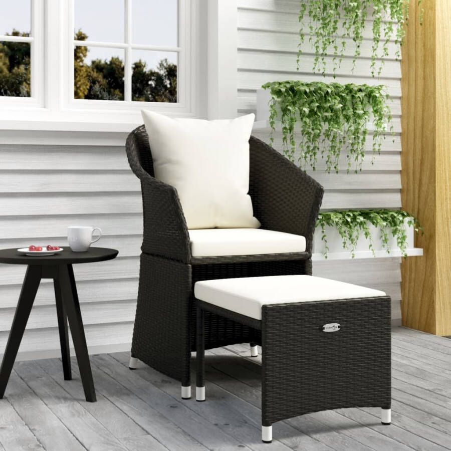 VIDAXL 2-delige Loungeset met kussens poly rattan zwart - Foto 4