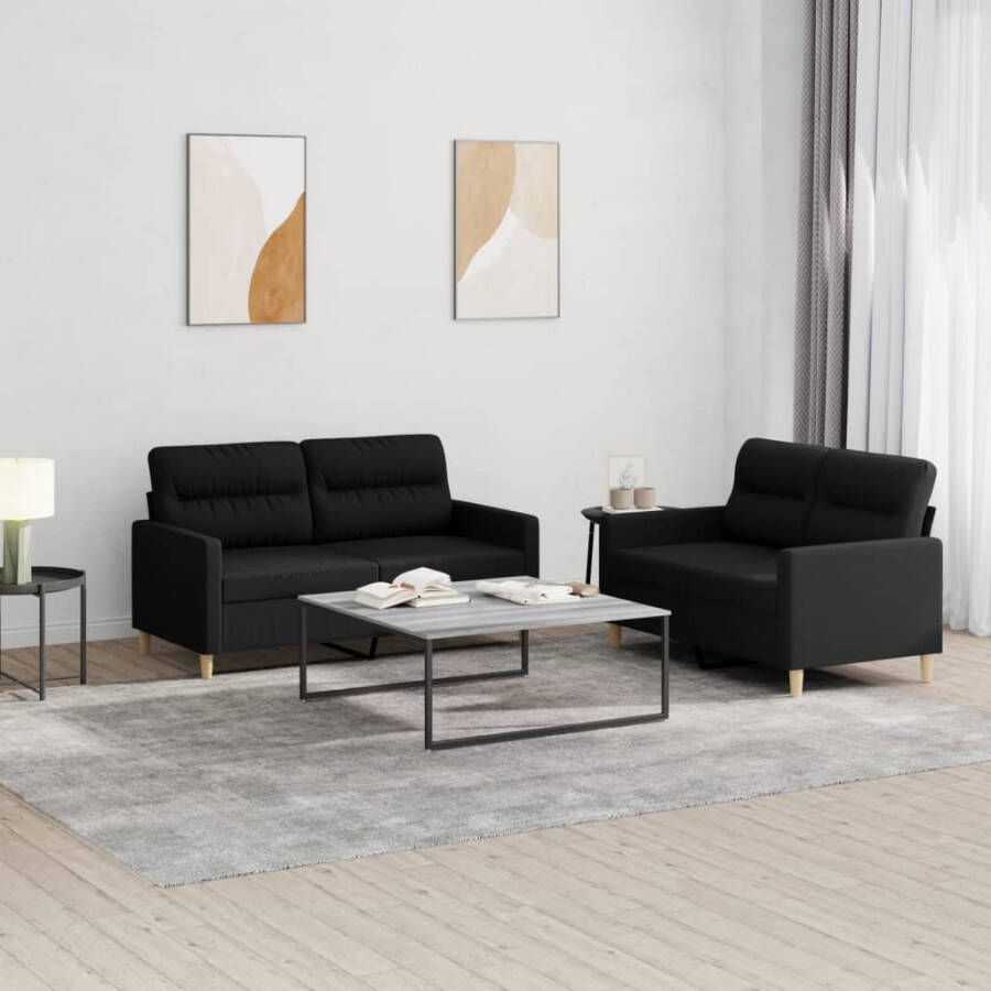 Vida XL vidaXL 2-delige loungeset met kussens stof zwart-VXL-3201448 - Foto 2