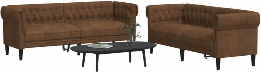 VidaXL -2-delige-Loungeset-stof-bruin - Foto 4