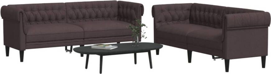 VidaXL -2-delige-Loungeset-stof-donkerbruin - Foto 4
