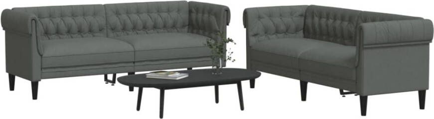 VidaXL -2-delige-Loungeset-stof-donkergrijs - Foto 4