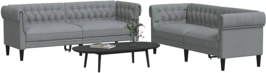 VidaXL -2-delige-Loungeset-stof-lichtgrijs - Foto 4