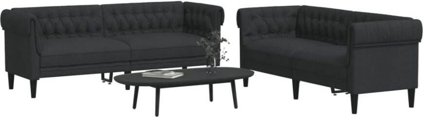 VidaXL -2-delige-Loungeset-stof-zwart - Foto 4