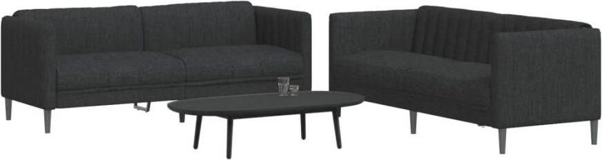 VidaXL -2-delige-Loungeset-stof-zwart - Foto 4