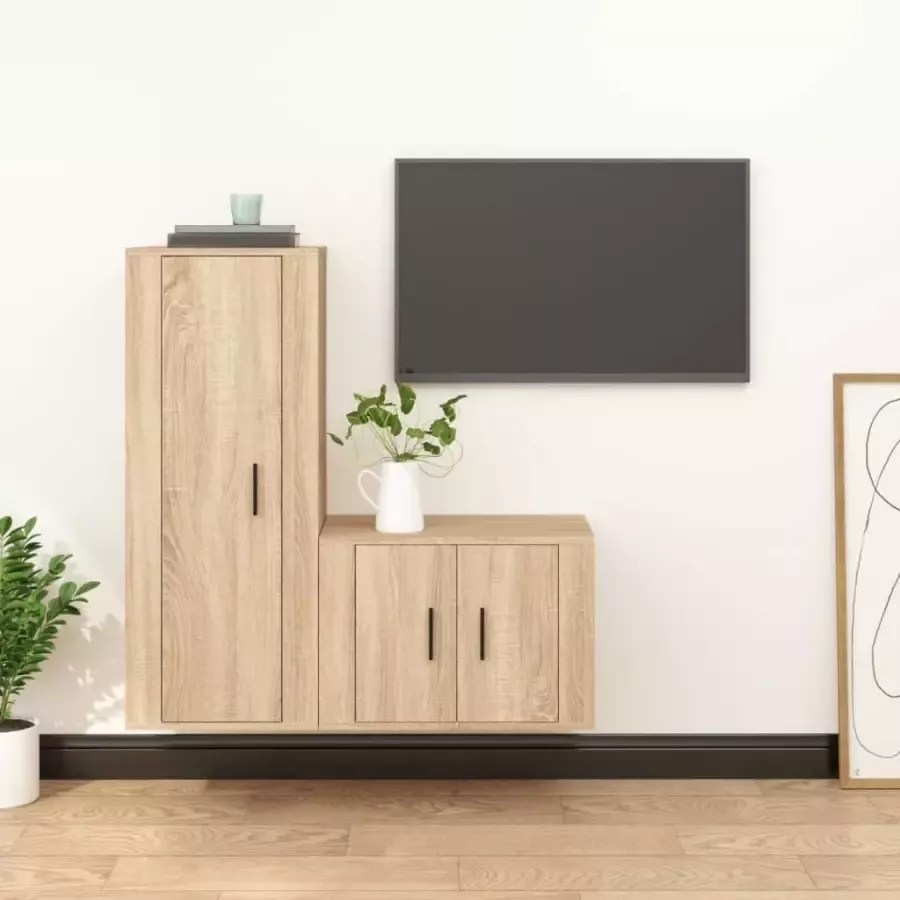 VidaXL -2-delige-Tv-meubelset-bewerkt-hout-sonoma-eikenkleurig