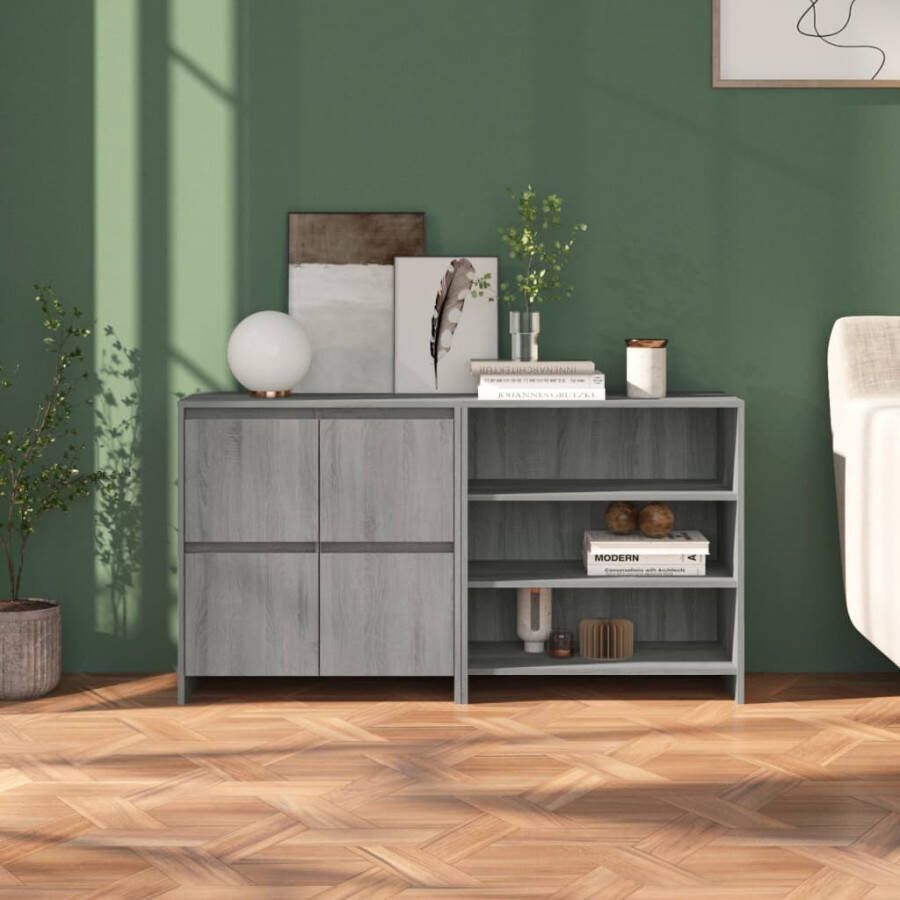 VidaXL -2-st-Dressoirs-bewerkt-hout-grijs-sonoma-eikenkleurig