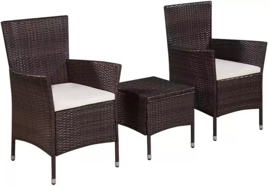 VIDAXL 3-delige Bistroset poly rattan bruin - Foto 4