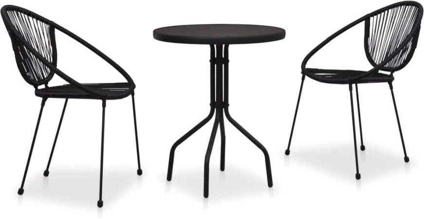 VIDAXL 3-delige Bistroset PVC-rattan zwart - Foto 4