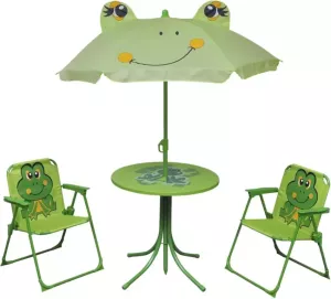VIDAXL 3-delige Bistroset voor kinderen met parasol groen