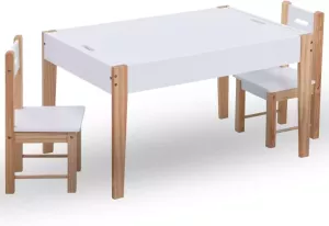 VidaXL 3-delige Kindertafel- en stoelenset zwart en wit