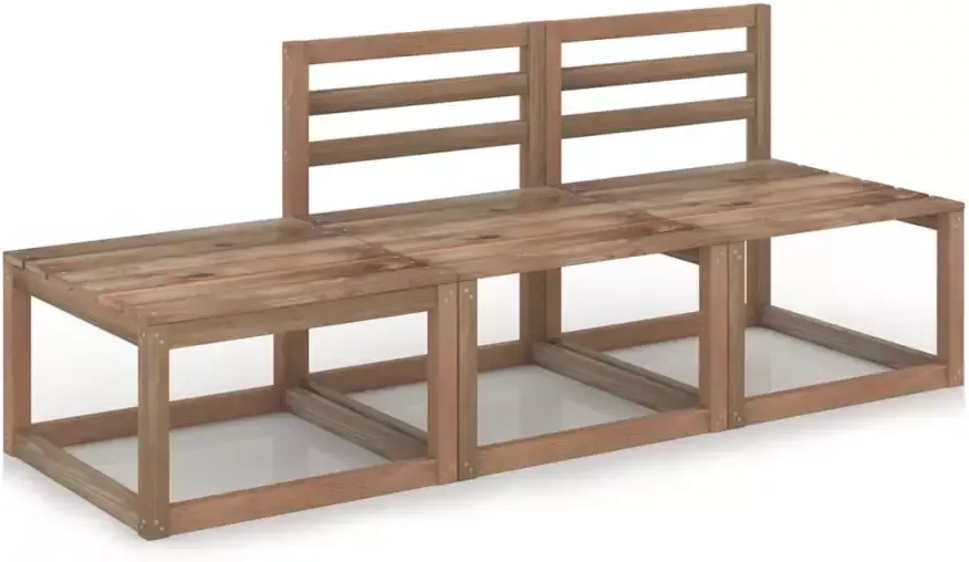 VidaXL 3-delige Loungeset bruin geïmpregneerd grenenhout