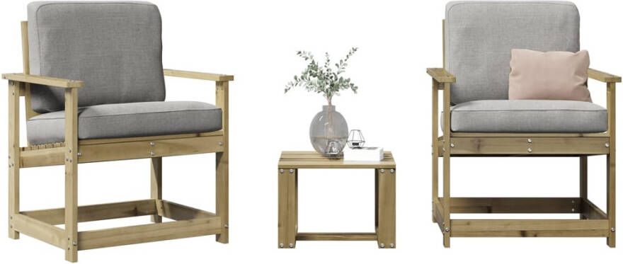 VIDAXL 3-delige Loungeset geïmpregneerd grenenhout - Foto 4