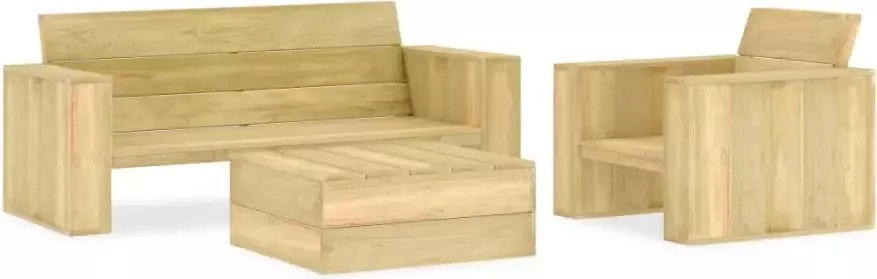 VidaXL 3-delige Loungeset geïmpregneerd grenenhout - Foto 4