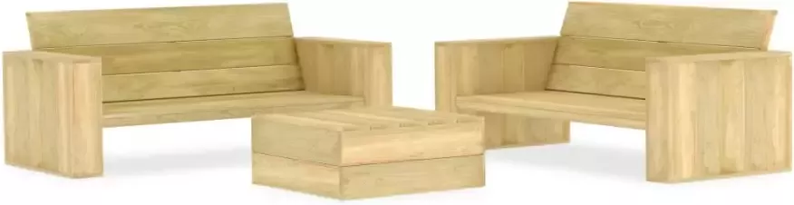 VidaXL 3-delige Loungeset geïmpregneerd grenenhout - Foto 4