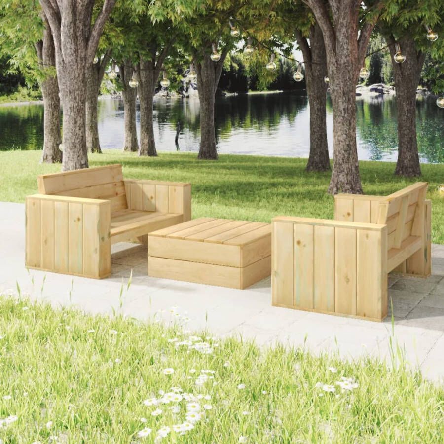VIDAXL 3-delige Loungeset geïmpregneerd massief grenenhout - Foto 4