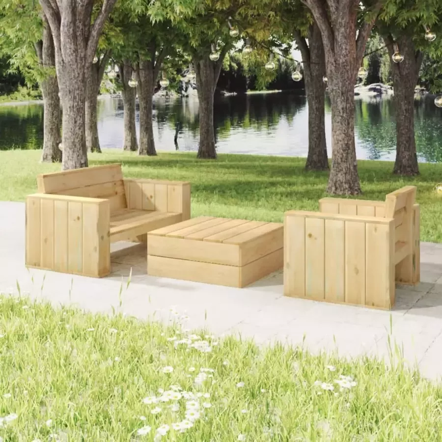 VIDAXL 3-delige Loungeset geïmpregneerd massief grenenhout - Foto 4