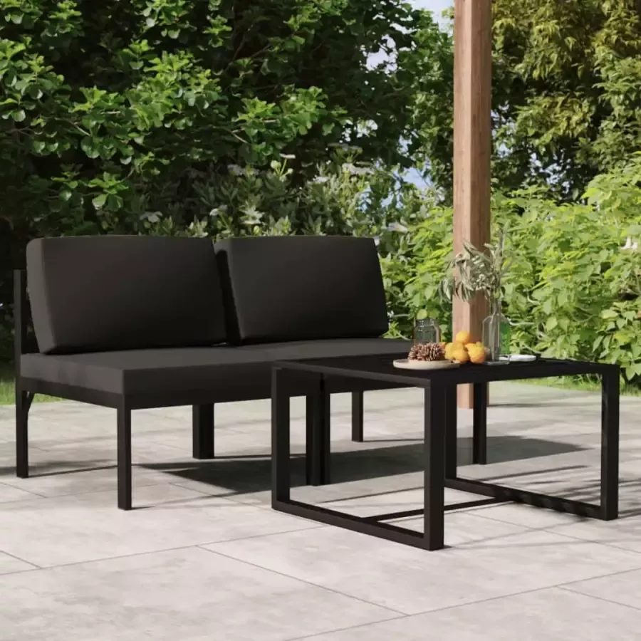 VIDAXL 3-delige Loungeset met kussens aluminium antracietkleurig - Foto 4