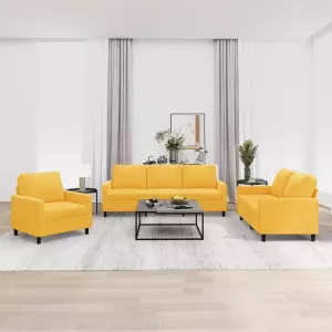 VIDAXL 3-delige Loungeset met kussens fluweel geel