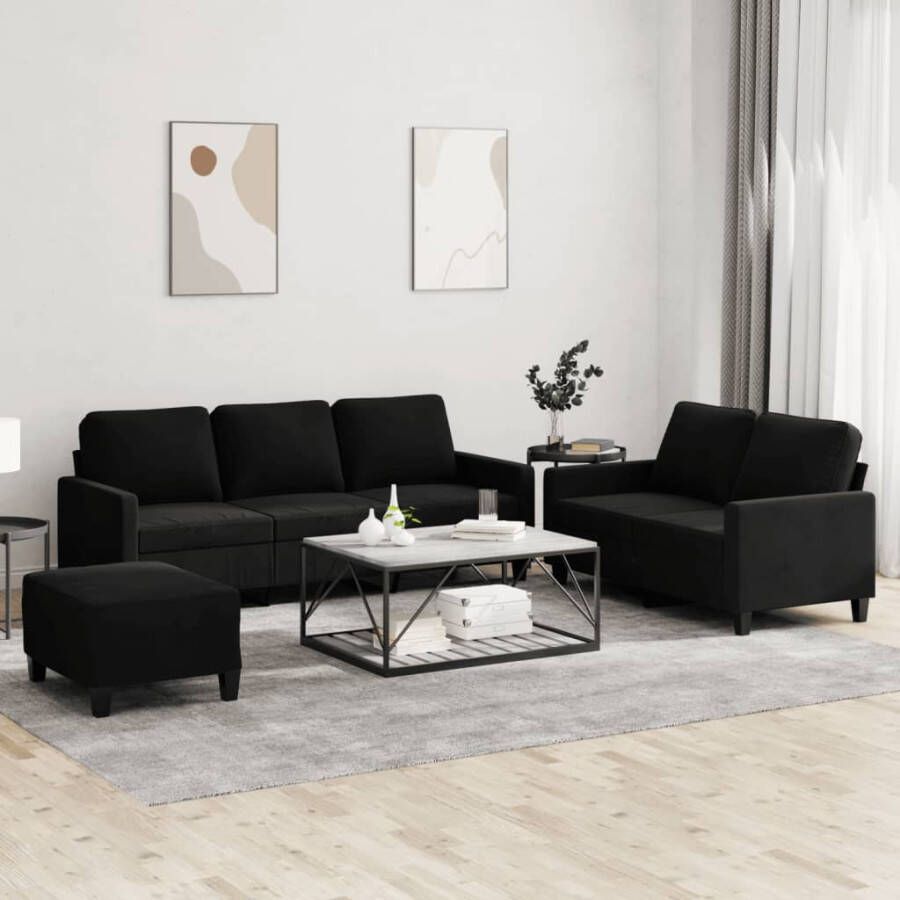 Vida XL vidaXL 3-delige Loungeset met kussens fluweel zwart-VXL-3201685 - Foto 3