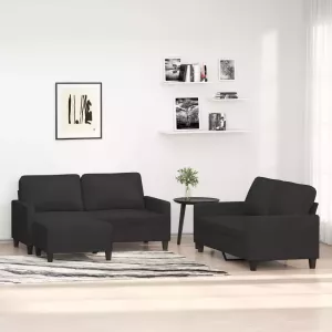 VIDAXL 3-delige loungeset met kussens stof zwart