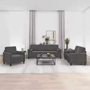 VIDAXL 3-delige Loungeset met sierkussens kussens fluweel donkergrijs