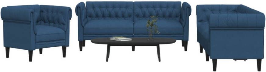 VidaXL -3-delige-Loungeset-stof-blauw - Foto 4