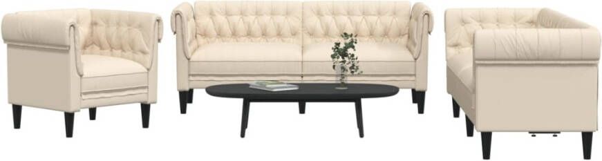 VidaXL 3-delige Loungeset stof crÃ¨mekleurig - Foto 4