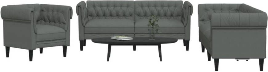 Vida XL 3-delige Loungeset stof donkergrijs SKU: 3201867 - Foto 7