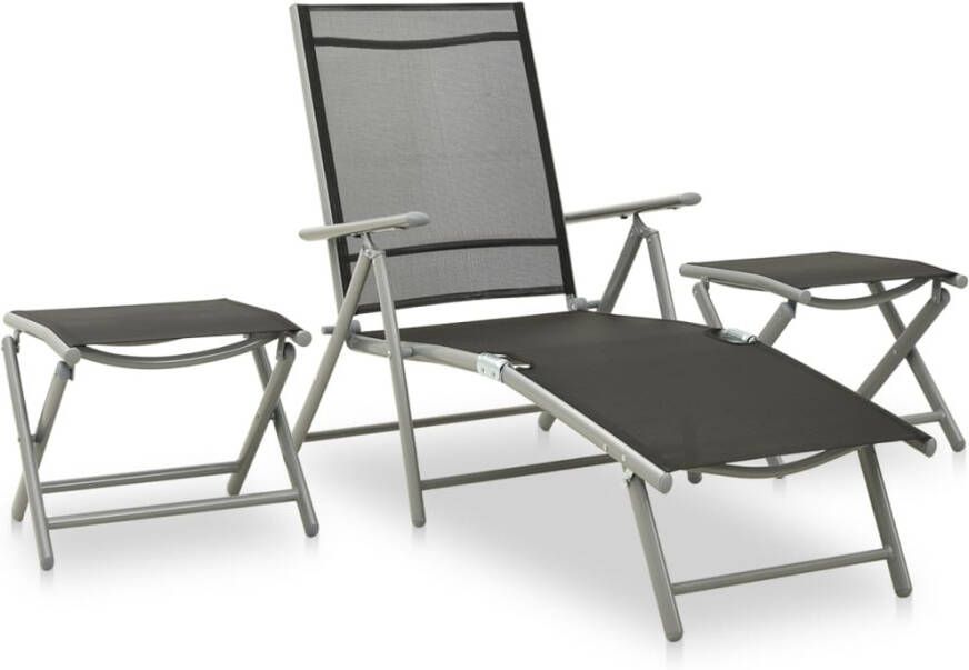 VidaXL 3-delige Loungeset textileen en aluminium zilverkleurig - Foto 4
