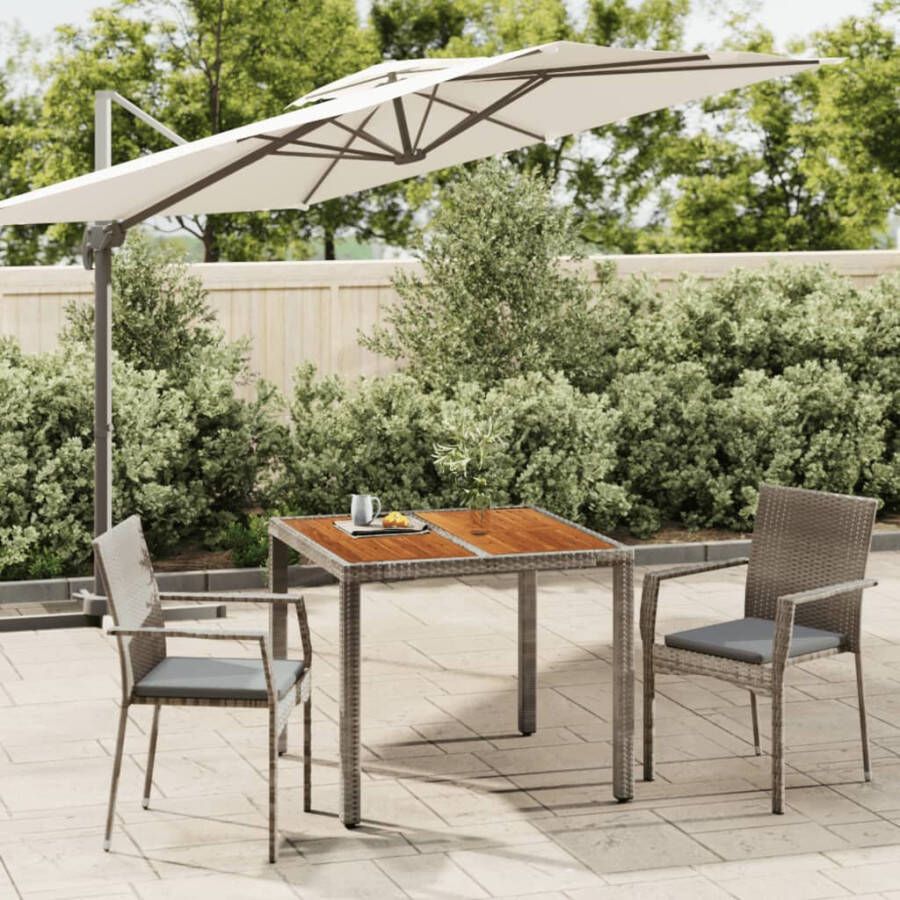 VIDAXL 3-delige Tuinset met kussens poly rattan grijs