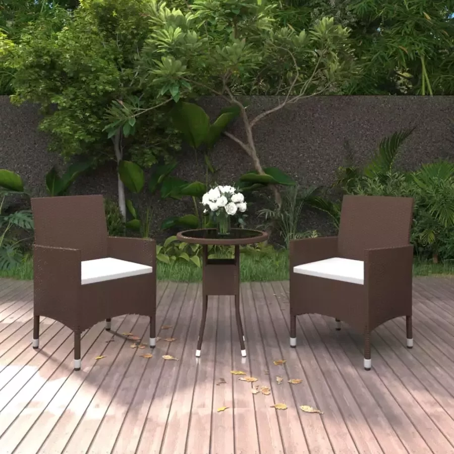 VIDAXL 3-delige Tuinset poly rattan bruin - Foto 4