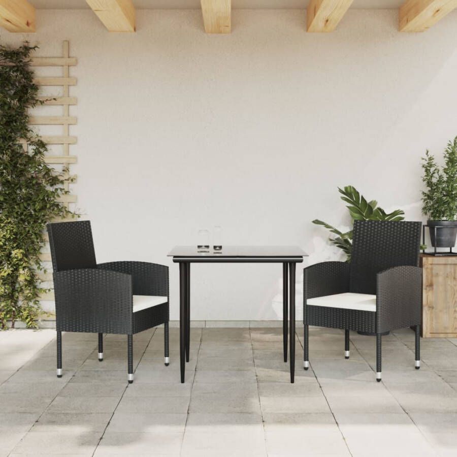 VIDAXL 3-delige Tuinset poly rattan en staal zwart - Foto 4