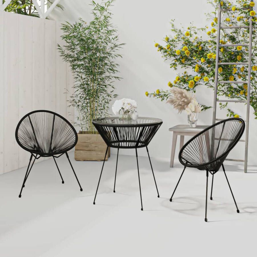 VIDAXL 3-delige Tuinset PVC-rattan zwart - Foto 4